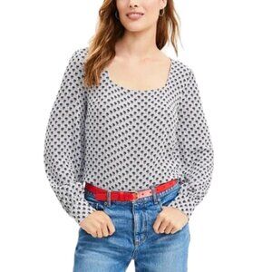 Loft Womens Small Rayon Long Sleeve Printed Blouse